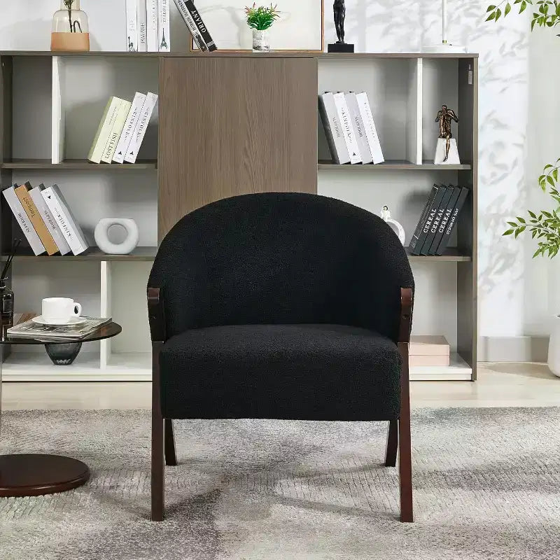 Modern Accent Chair, Mid Century Accent Chair with PU, Upholstered Comfy Reading Chair, Armless Side Sofa Chair for Living Room Bedroom