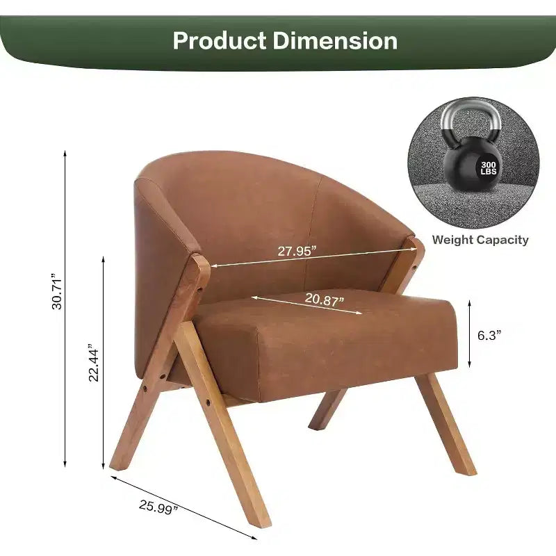 Modern Accent Chair, Mid Century Accent Chair with PU, Upholstered Comfy Reading Chair, Armless Side Sofa Chair for Living Room Bedroom
