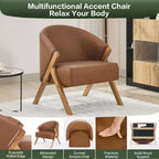 Modern Accent Chair, Mid Century Accent Chair with PU, Upholstered Comfy Reading Chair, Armless Side Sofa Chair for Living Room Bedroom