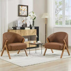 Modern Accent Chair, Mid Century Accent Chair with PU, Upholstered Comfy Reading Chair, Armless Side Sofa Chair for Living Room Bedroom