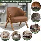 Modern Accent Chair, Mid Century Accent Chair with PU, Upholstered Comfy Reading Chair, Armless Side Sofa Chair for Living Room Bedroom
