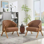 Modern Accent Chair, Mid Century Accent Chair with PU, Upholstered Comfy Reading Chair, Armless Side Sofa Chair for Living Room Bedroom