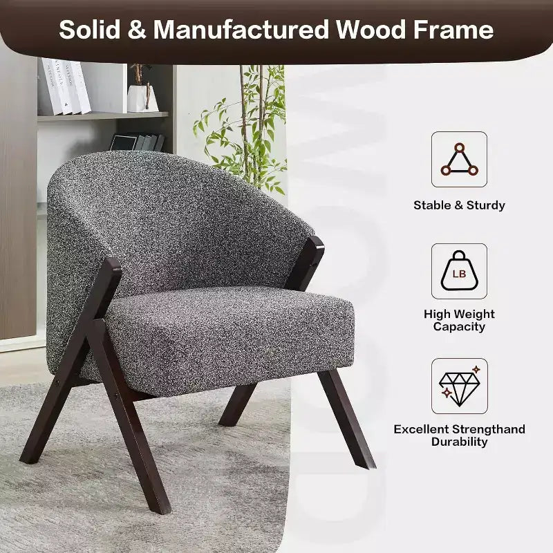 Modern Accent Chair, Mid Century Accent Chair with PU, Upholstered Comfy Reading Chair, Armless Side Sofa Chair for Living Room Bedroom