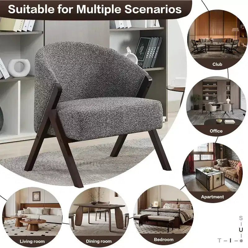 Modern Accent Chair, Mid Century Accent Chair with PU, Upholstered Comfy Reading Chair, Armless Side Sofa Chair for Living Room Bedroom