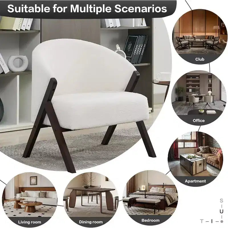 Modern Accent Chair, Mid Century Accent Chair with PU, Upholstered Comfy Reading Chair, Armless Side Sofa Chair for Living Room Bedroom
