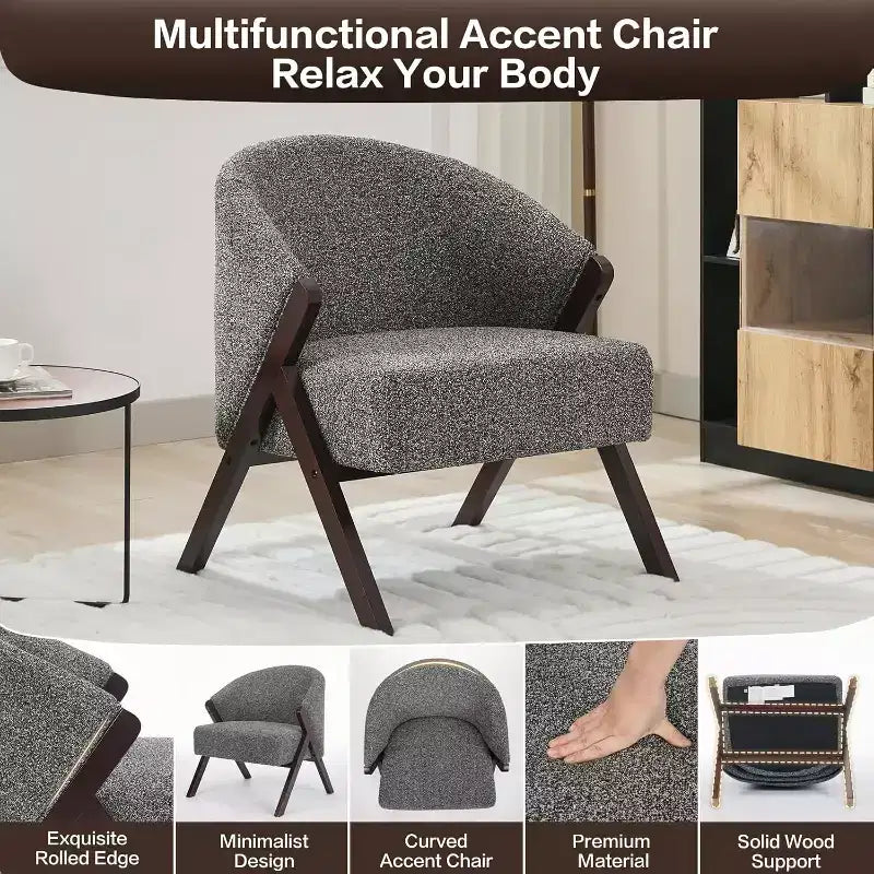 Modern Accent Chair, Mid Century Accent Chair with PU, Upholstered Comfy Reading Chair, Armless Side Sofa Chair for Living Room Bedroom