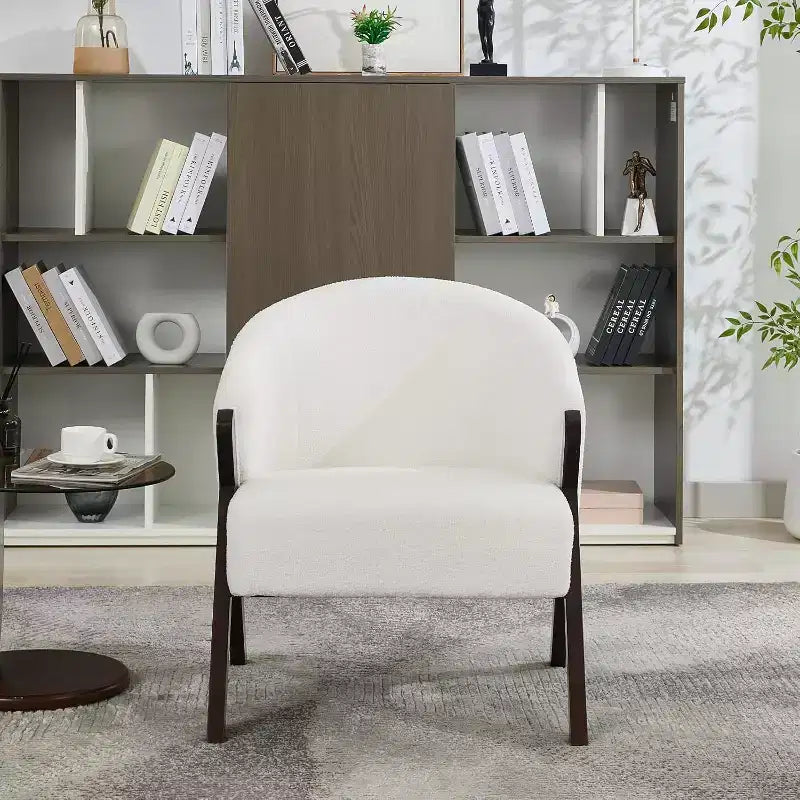 Modern Accent Chair, Mid Century Accent Chair with PU, Upholstered Comfy Reading Chair, Armless Side Sofa Chair for Living Room Bedroom
