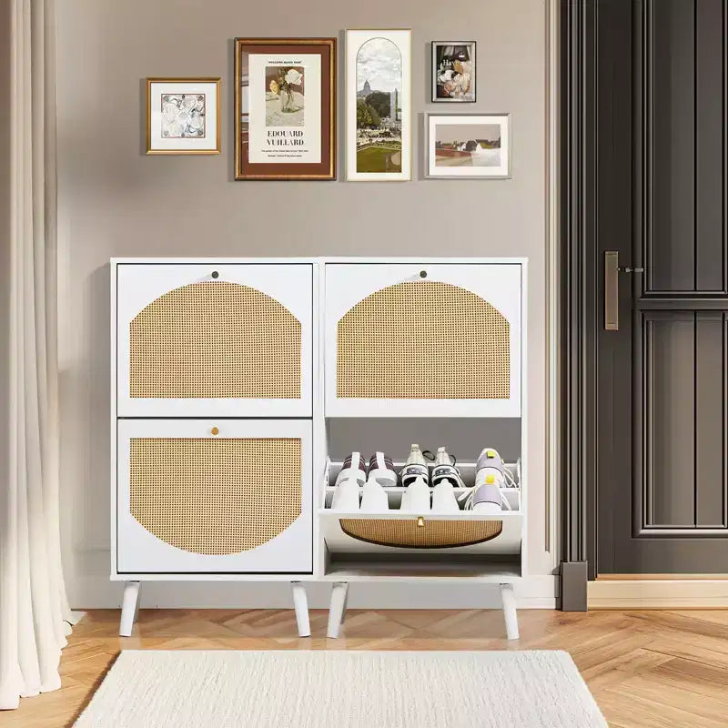 Karl Home 2 cassetti a ribalta bianco truciolare 98cm L Scarpiera