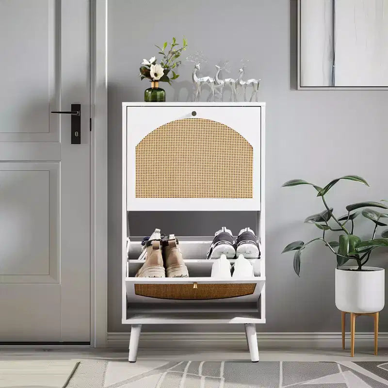 Karl Home 2 cassetti a ribalta bianco truciolare 98cm L Scarpiera