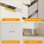 Cassettiera a 5 cassetti scanalati - Mobile contenitore moderno con accenti dorati per camera da letto e soggiorno