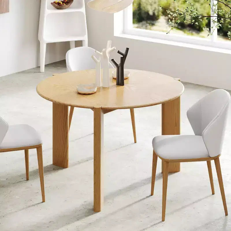 PexFix 42 x 42 Solid Wood Round Dining Table for 4 Modern Farmhouse Kitchen Table Small Circle for Kitchen Living Room Natural