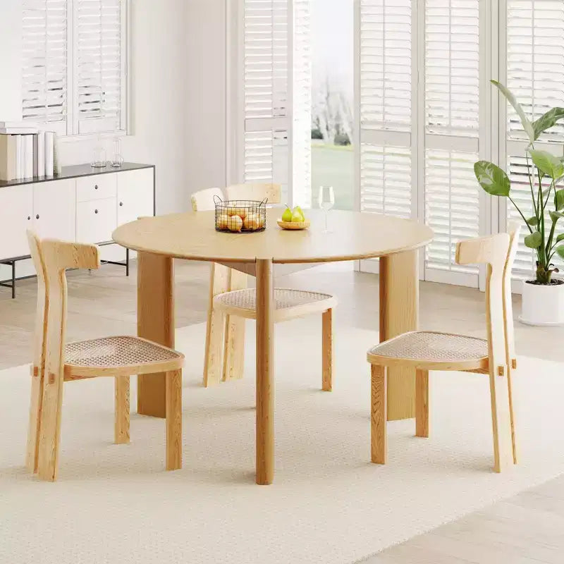 PexFix 42 x 42 Tavolo da pranzo rotondo in legno massello per 4 persone, tavolo da cucina moderno in stile rustico, piccolo tavolo circolare per cucina, soggiorno, colore naturale