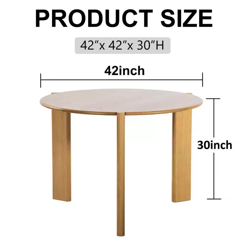 PexFix 42 x 42 Tavolo da pranzo rotondo in legno massello per 4 persone, tavolo da cucina moderno in stile rustico, piccolo tavolo circolare per cucina, soggiorno, colore naturale