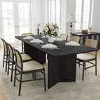 PexFix 79 x 33.5 Tavolo da Pranzo in Legno Massello Stile Rustico con Gambe a V e Piano Quadrato in Legno per Sale da Pranzo Moderne e Riunioni di Famiglia Nero