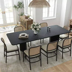 PexFix 79 x 33.5 Tavolo da Pranzo in Legno Massello Stile Rustico con Gambe a V e Piano Quadrato in Legno per Sale da Pranzo Moderne e Riunioni di Famiglia Nero