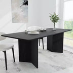 PexFix 79 x 33.5 Tavolo da Pranzo in Legno Massello Stile Rustico con Gambe a V e Piano Quadrato in Legno per Sale da Pranzo Moderne e Riunioni di Famiglia Nero