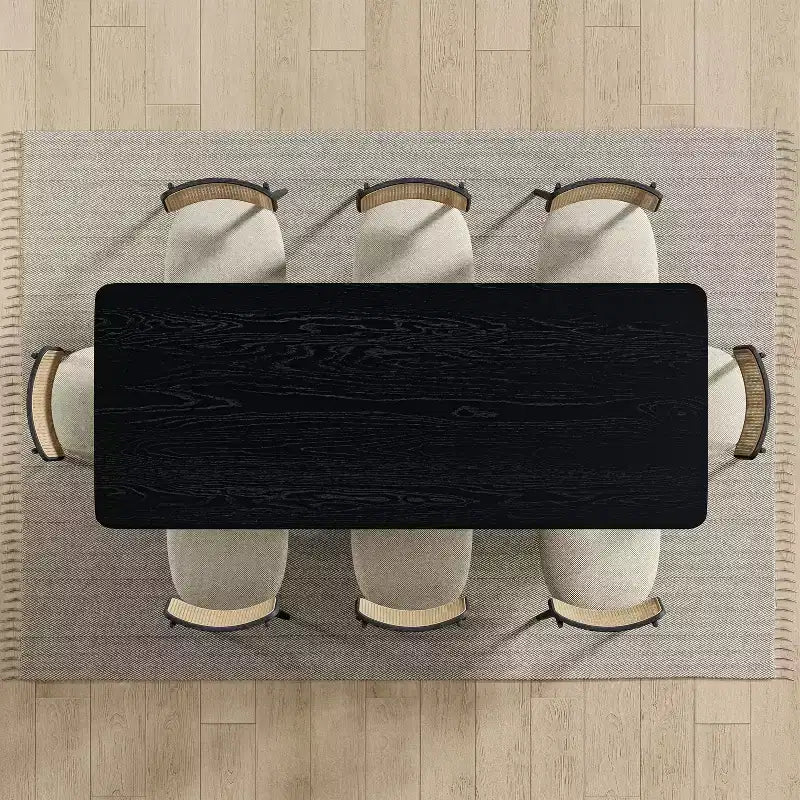PexFix 79 x 33.5 Tavolo da Pranzo in Legno Massello Stile Rustico con Gambe a V e Piano Quadrato in Legno per Sale da Pranzo Moderne e Riunioni di Famiglia Nero