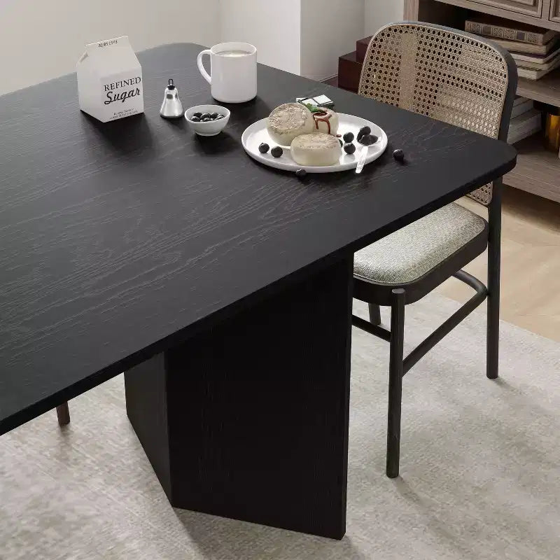 PexFix 79 x 33.5 Tavolo da Pranzo in Legno Massello Stile Rustico con Gambe a V e Piano Quadrato in Legno per Sale da Pranzo Moderne e Riunioni di Famiglia Nero
