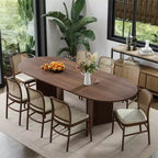 PexFix 79 x 33.5 Solid Wood Farmhouse Dining Table with V-Shaped Legs and Oval Wood Top for Modern Dining Rooms & Family Gatherings Walnut