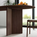 PexFix 79 x 33,5 Tavolo da Pranzo in Legno Massello Stile Rustico con Gambe a V e Piano Ovale in Legno per Sale da Pranzo Moderne e Riunioni di Famiglia Noce