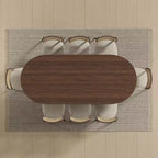 PexFix 79 x 33,5 Tavolo da Pranzo in Legno Massello Stile Rustico con Gambe a V e Piano Ovale in Legno per Sale da Pranzo Moderne e Riunioni di Famiglia Noce
