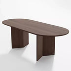 PexFix 79 x 33,5 Tavolo da Pranzo in Legno Massello Stile Rustico con Gambe a V e Piano Ovale in Legno per Sale da Pranzo Moderne e Riunioni di Famiglia Noce