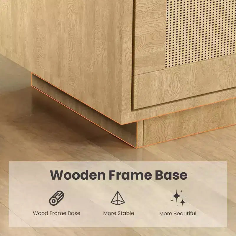 Libreria in Rattan Acekool con Ante, Scaffale portaoggetti in Stile Boho Rustico a 5 Ripiani, Mobile Contenitore Chiuso, Base in Legno, 160 cm per Soggiorno, Camera da Letto, Ufficio