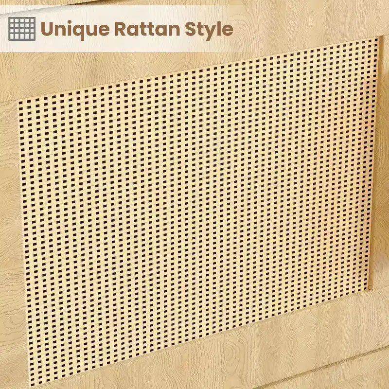 Libreria in Rattan Acekool con Ante, Scaffale portaoggetti in Stile Boho Rustico a 5 Ripiani, Mobile Contenitore Chiuso, Base in Legno, 160 cm per Soggiorno, Camera da Letto, Ufficio