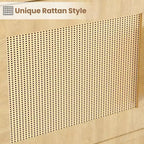 Libreria in Rattan Acekool con Ante, Scaffale portaoggetti in Stile Boho Rustico a 5 Ripiani, Mobile Contenitore Chiuso, Base in Legno, 160 cm per Soggiorno, Camera da Letto, Ufficio