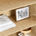 Libreria in Rattan Acekool con Ante, Scaffale portaoggetti in Stile Boho Rustico a 5 Ripiani, Mobile Contenitore Chiuso, Base in Legno, 160 cm per Soggiorno, Camera da Letto, Ufficio