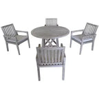 Sedia da pranzo per esterni Courtyard Casual Surf Side con cuscino, in teak e legno color grigio chiaro