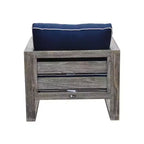 Courtyard Casual Driftwood Gray Teak Modern North Shore Outdoor Club Chair with Cushions