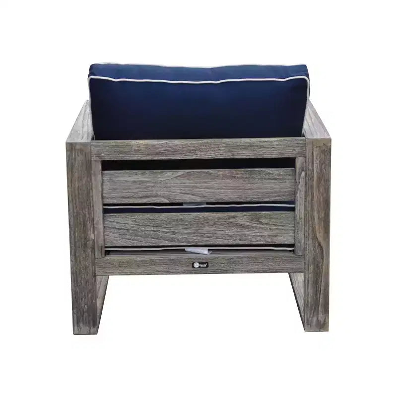 Courtyard Casual Driftwood Gray Teak Modern North Shore Outdoor Club Chair with Cushions