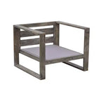 Courtyard Casual Driftwood Gray Teak Modern North Shore Outdoor Club Chair with Cushions