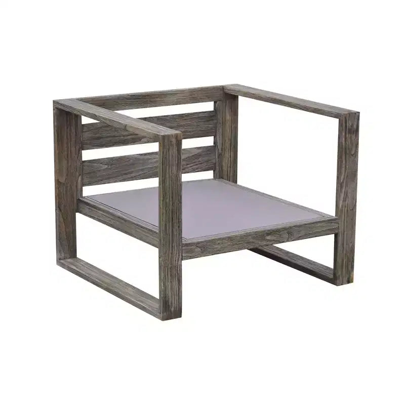 Courtyard Casual Driftwood Gray Teak Modern North Shore Outdoor Club Chair with Cushions
