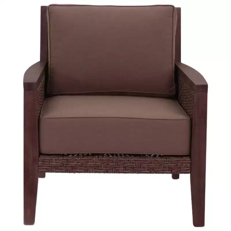 Courtyard Casual Buena Vista II Club Chair Stained Eucalyptus Wood KD Sunbrella Fabric