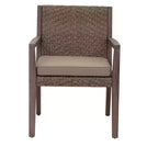 Courtyard Casual Bridgeport II Dining Arm Chair Stained Eucalyptus Wood Knock Down Packing Cushion Packed in Box but Priced Seperaely