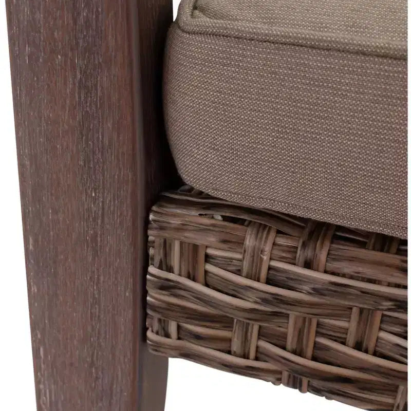 Courtyard Casual Bridgeport II Dining Arm Chair Stained Eucalyptus Wood Knock Down Packing Cushion Packed in Box but Priced Seperaely