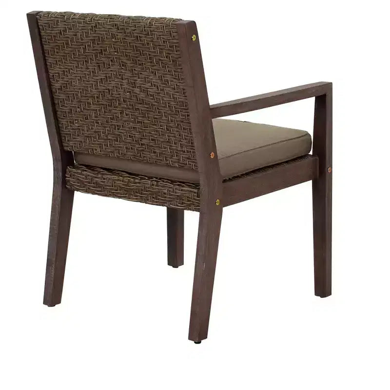Courtyard Casual Bridgeport II Dining Arm Chair Stained Eucalyptus Wood Knock Down Packing Cushion Packed in Box but Priced Seperaely