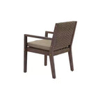 Courtyard Casual Bridgeport II Dining Arm Chair Stained Eucalyptus Wood Knock Down Packing Cushion Packed in Box but Priced Seperaely