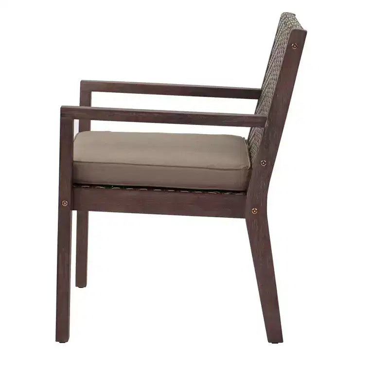 Courtyard Casual Bridgeport II Dining Arm Chair Stained Eucalyptus Wood Knock Down Packing Cushion Packed in Box but Priced Seperaely