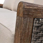 Courtyard Casual Bermuda Poltrona Club in Teak FSC Tinta Tortora Rustico con Vimini Grigio Invecchiato Completamente Assemblata