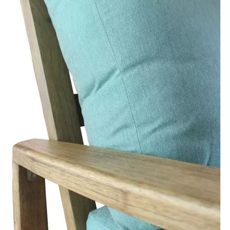 Courtyard Casual Avalon FSC Teak Lounge chair, Teak in Heather Gray finish Sling deck under cushion for comfort Sunbrella Fabric