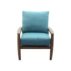Courtyard Casual Avalon FSC Teak Lounge chair, Teak in Heather Gray finish Sling deck under cushion for comfort Sunbrella Fabric