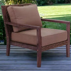 Courtyard Casual Bridgeport II Club Chair Stained Eucalyptus Wood KD Sunbrella Fabric