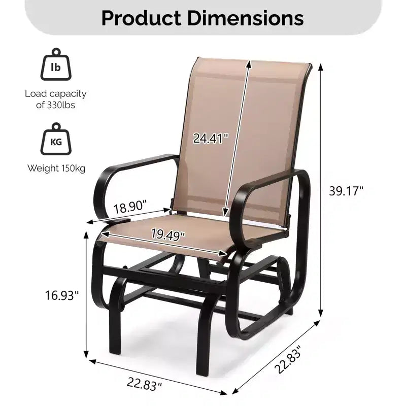 Karl Home | Iron Frame Textilene-clothed Patio Glider