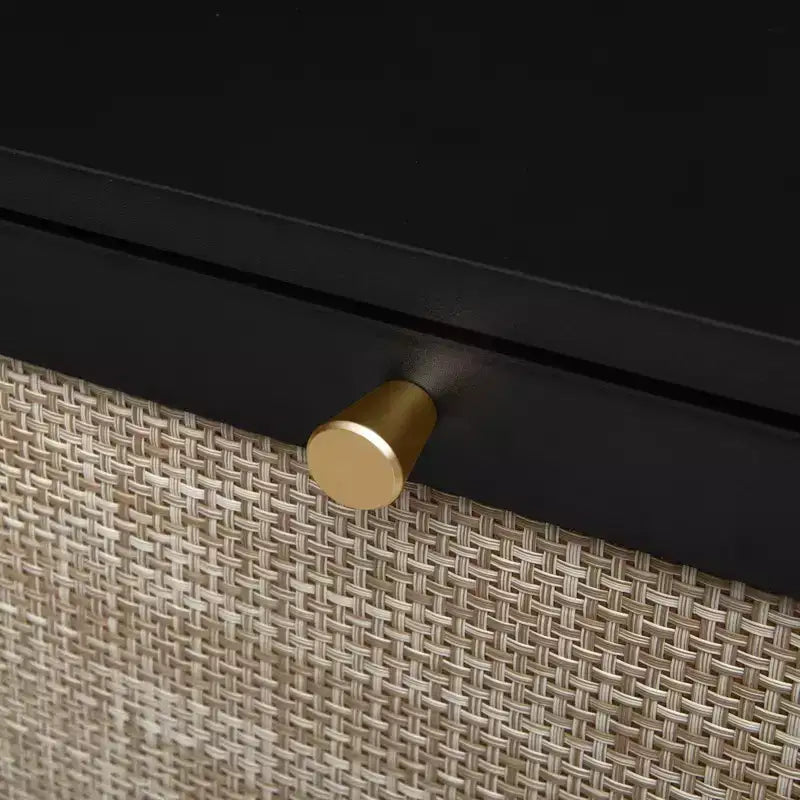 MAYEERTY Scarpiere in Rattan con 3 Ante, Scarpiera Moderna da Ingresso Nera