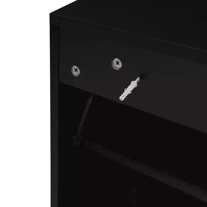 MAYEERTY Scarpiere in Rattan con 3 Ante, Scarpiera Moderna da Ingresso Nera