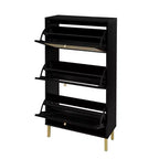 MAYEERTY Scarpiere in Rattan con 3 Ante, Scarpiera Moderna da Ingresso Nera