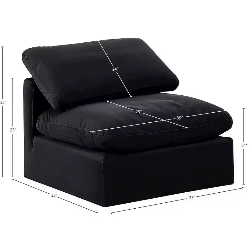 Meridian Furniture Sedia Senza Braccioli in Velluto Indulge